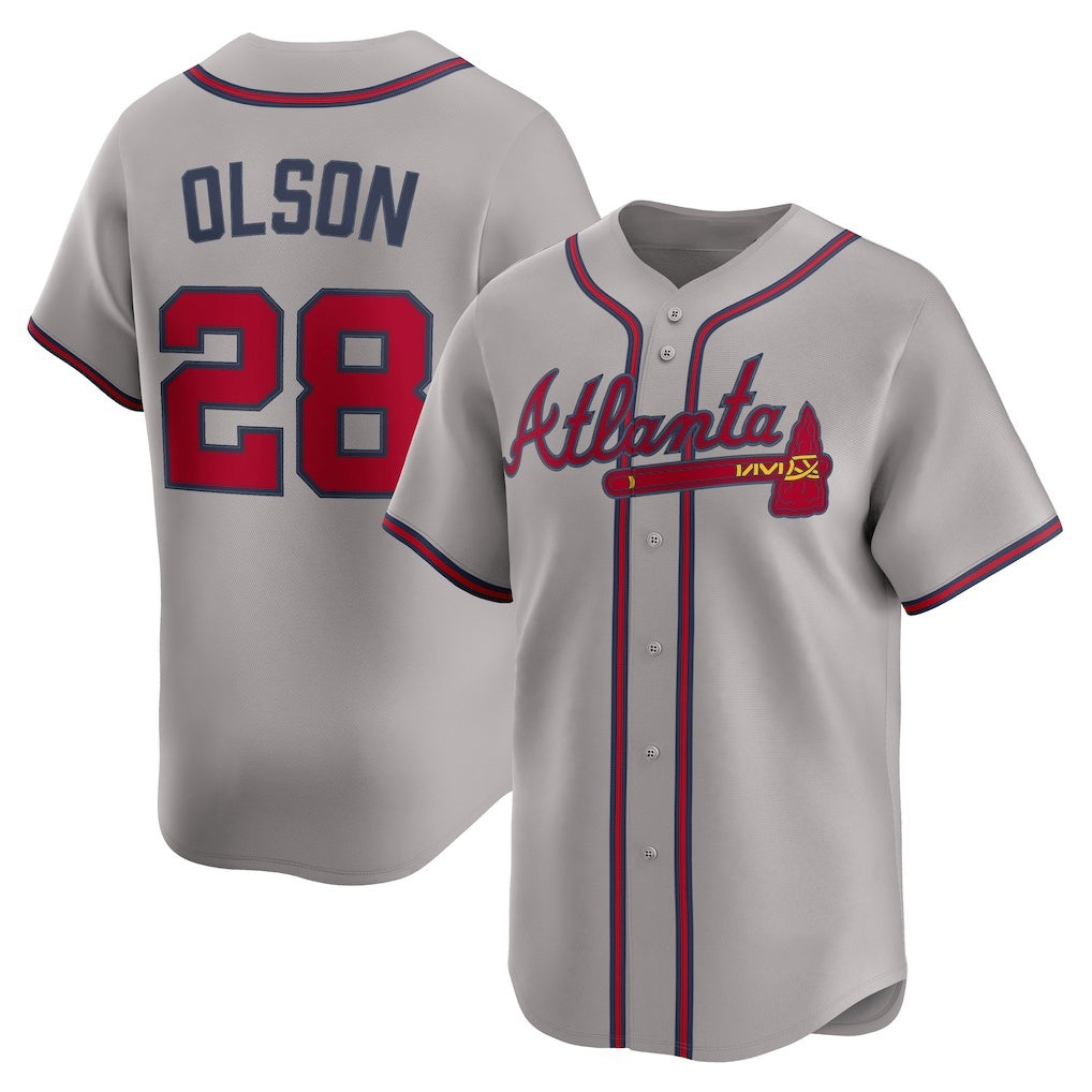 HALEY Atlanta Braves #28 Matt Olson Gray  Road Limited Player Jersey