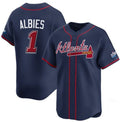 HALEY Atlanta Braves #1 Ozzie Albies Navy  2025 Speedway Classic Alternate Limited Stitched Jersey