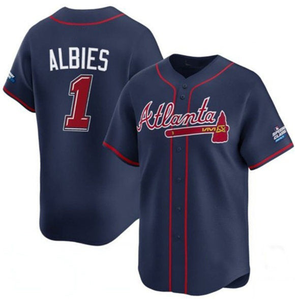 HALEY Atlanta Braves #1 Ozzie Albies Navy  2025 Speedway Classic Alternate Limited Stitched Jersey