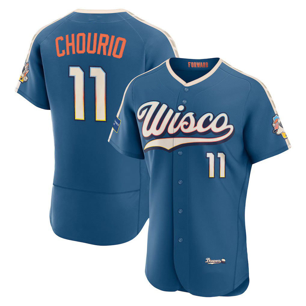 HALEY Milwaukee Brewers #11 Jackson Chourio Mineral Blue  2026 City Connect Authentic Sponsor Patch Jersey