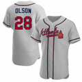 HALEY Atlanta Braves #28 Matt Olson Gray  Flex Base Stitched Jersey