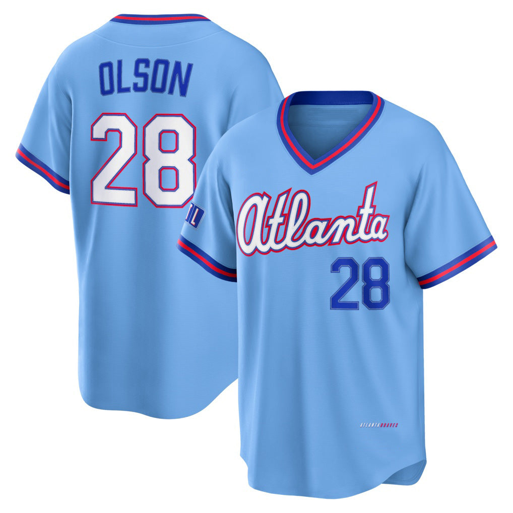 HALEY Atlanta Braves #28 Matt Olson Powder Blue  2026 City Connect Stadium Jersey