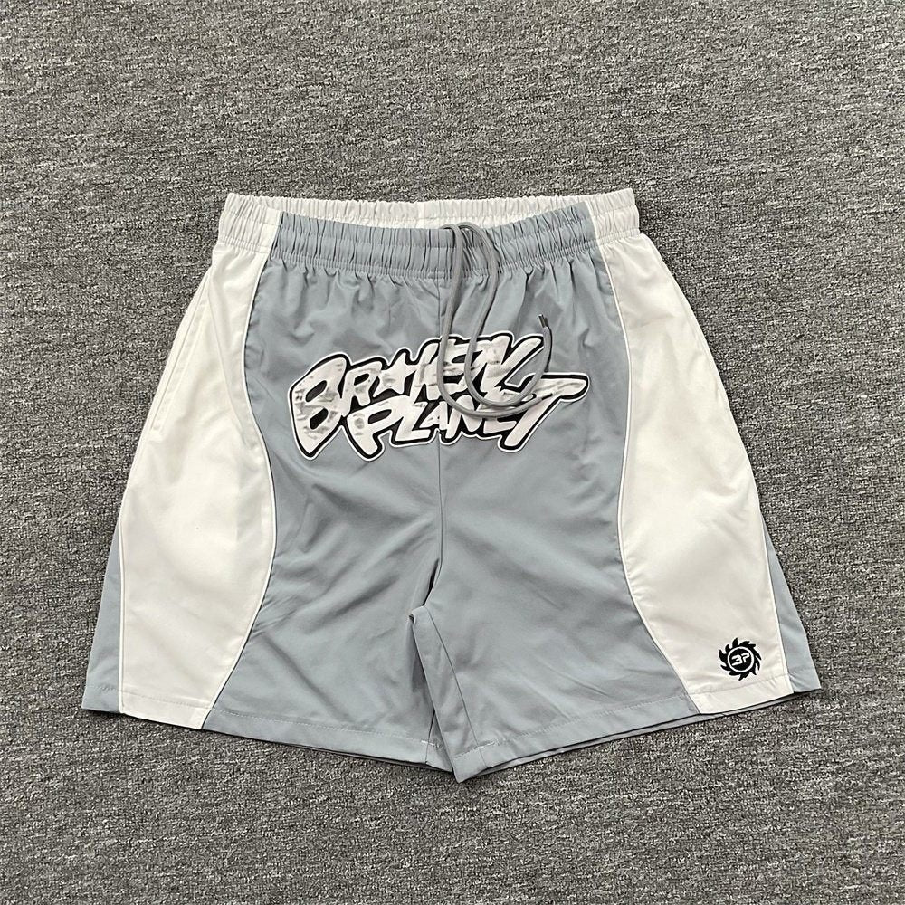 Broken Planet Letter Print Summer Trendy Casual Fashion Woven Shorts