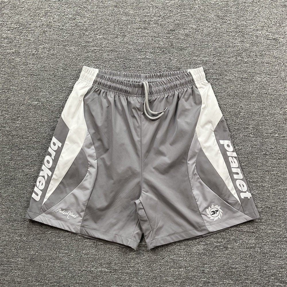Broken Planet Letter Print Summer Trendy Casual Fashion Woven Shorts