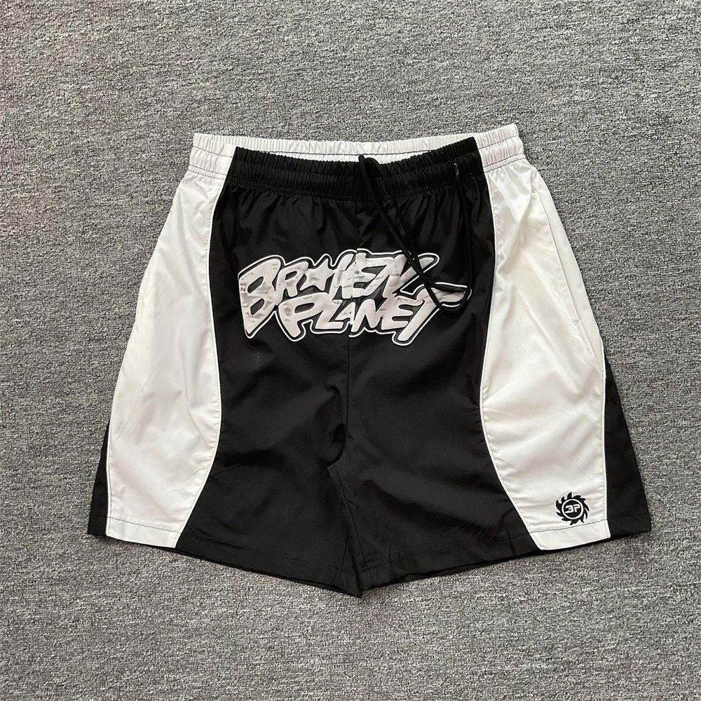 Broken Planet Letter Print Summer Trendy Casual Fashion Woven Shorts