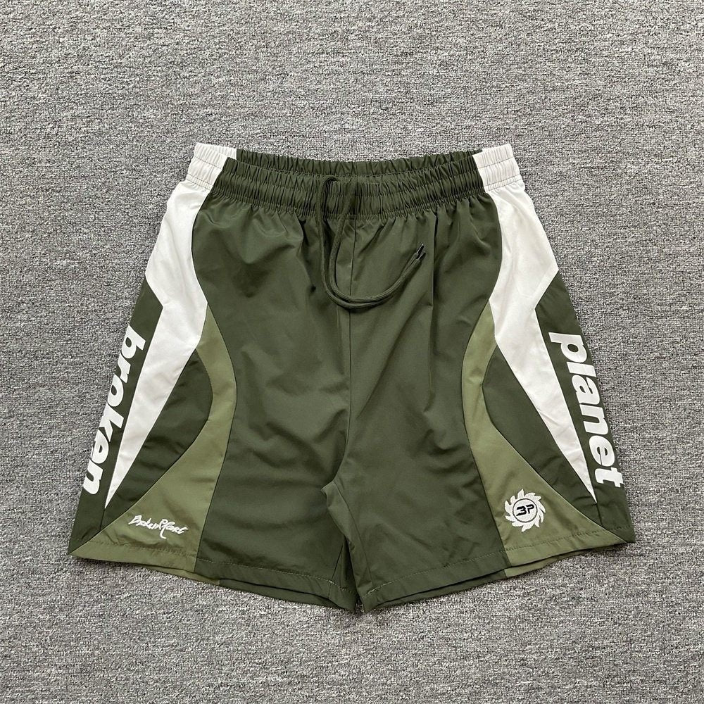 Broken Planet Letter Print Summer Trendy Casual Fashion Woven Shorts