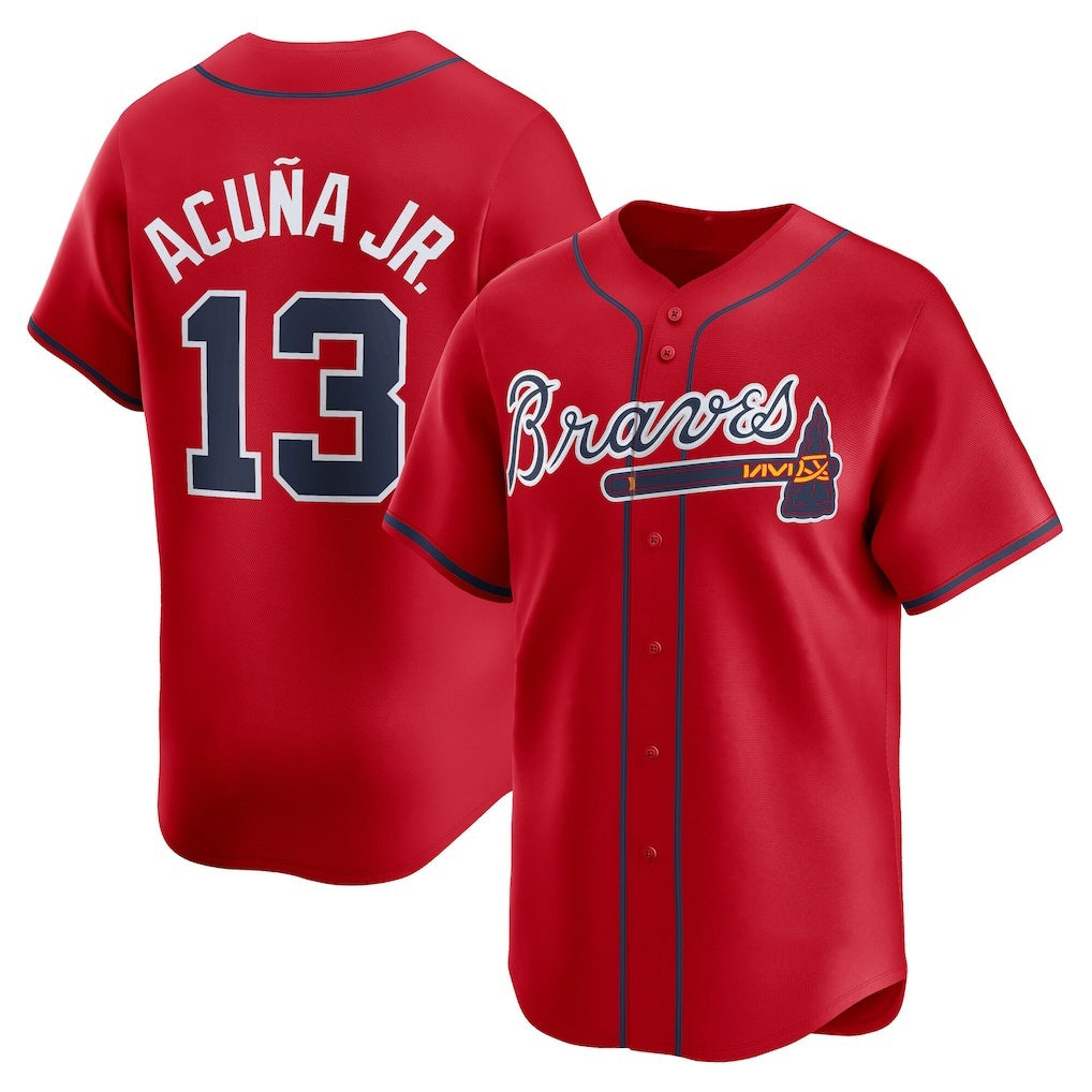 HALEY Atlanta Braves #13 Ronald Acu?a Jr. Red  Alternate Limited Player Jersey