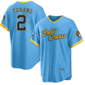 HALEY Milwaukee Brewers #2 Brice Turang Blue  2022 City Connect Cool Base Stitched Jersey