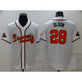 HALEY Atlanta Braves #28 Matt Olson 2022 White Gold  World Series Champions Program Cool Base Stitched Jersey
