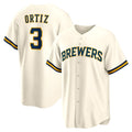 HALEY Milwaukee Brewers #3 Joey Ortiz White  Home Replica Jersey