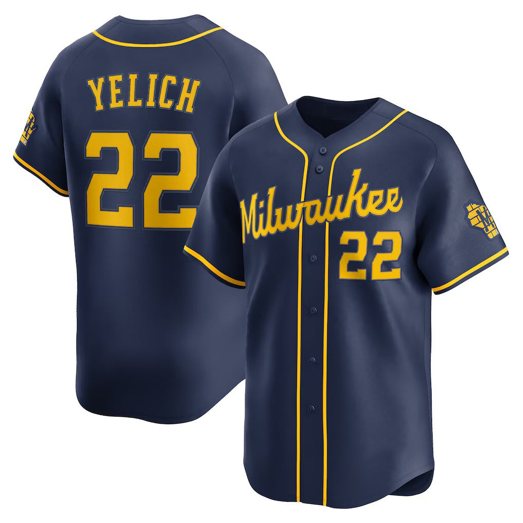 HALEY Milwaukee Brewers #22 Christian Yelich Navy  Alternate Limited Jersey