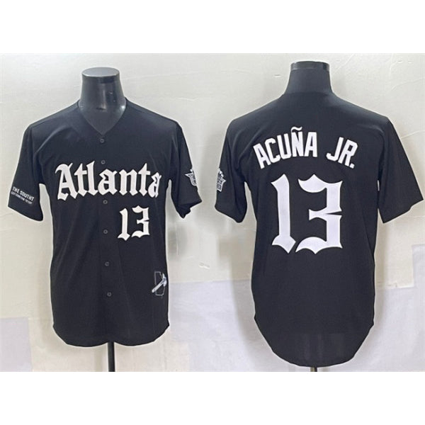 HALEY Atlanta Braves #13 Ronald Acuna Jr. Black  Gothic South x Outkast Edition Vapor Limited Stitched Jersey