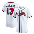 HALEY Atlanta Braves #13 Ronald Acu?a Jr. White  Home Elite Player Jersey