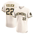 HALEY Milwaukee Brewers #22 Christian Yelich Cream  Home Elite Player Jersey