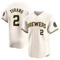 HALEY Milwaukee Brewers #2 Brice Turang Cream  Limited Jersey