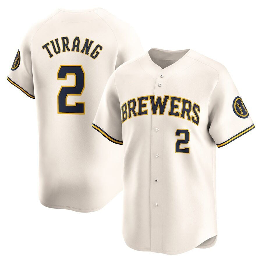 HALEY Milwaukee Brewers #2 Brice Turang Cream  Limited Jersey