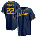 HALEY Milwaukee Brewers #22 Christian Yelich Navy  Alternate 2 Replica Jersey