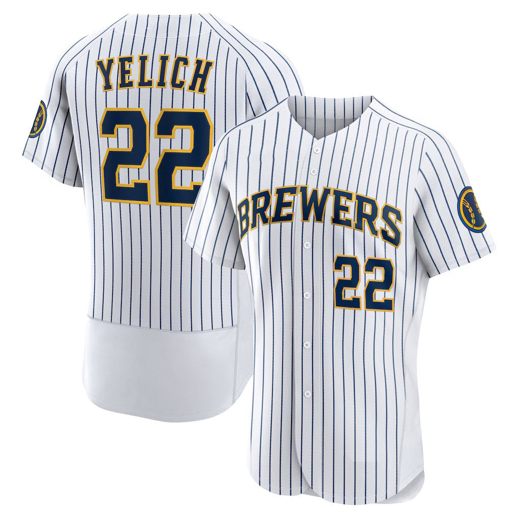 HALEY Milwaukee Brewers #22 Christian Yelich White  Team Alternate Authentic Player Jersey