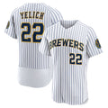 HALEY Milwaukee Brewers #22 Christian Yelich White  Team Alternate Authentic Player Jersey