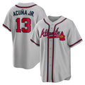 HALEY Atlanta Braves #13 Ronald Acuna Jr. Gray  Road Replica Player Name Jersey