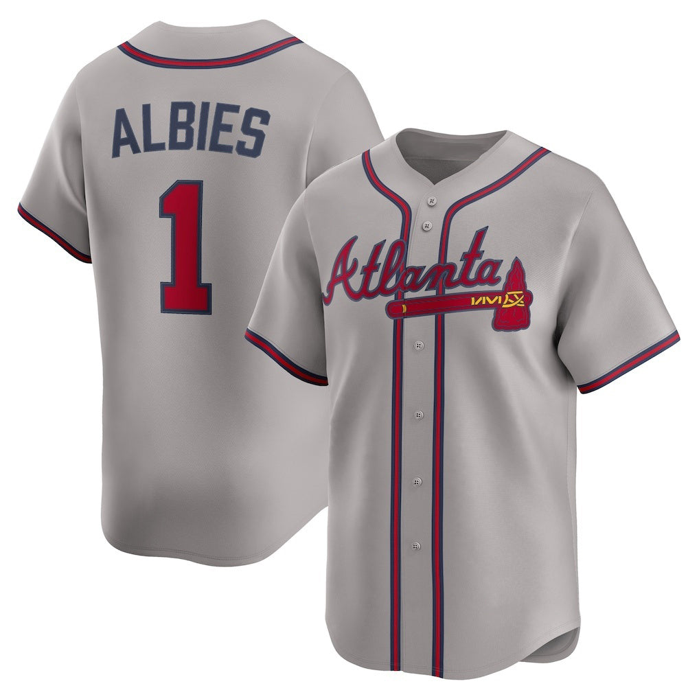 HALEY Atlanta Braves #1 Ozzie Albies Gray  Road Limited Player Jersey