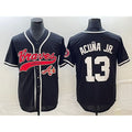HALEY Atlanta Braves #13 Ronald Acuna Jr Black  Cool Base Stitched Jersey