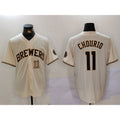 HALEY Milwaukee Brewers #11 Jackson Chourio Cream  Stitched Cool Base Jerseys