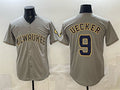 HALEY Milwaukee Brewers #9 Bob Uecker Grey  Home Limited Stitched Jersey