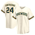 HALEY Milwaukee Brewers #24 William Contreras Cream  Home Replica Jersey