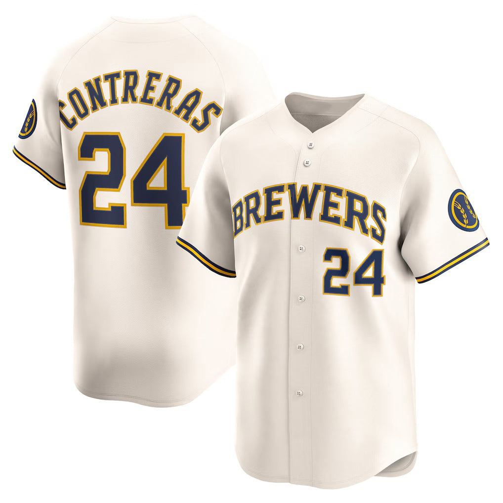HALEY Milwaukee Brewers #24 William Contreras Cream  Home Limited Player Jersey