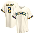 HALEY Milwaukee Brewers #2 Brice Turang Cream  Home Replica Jersey