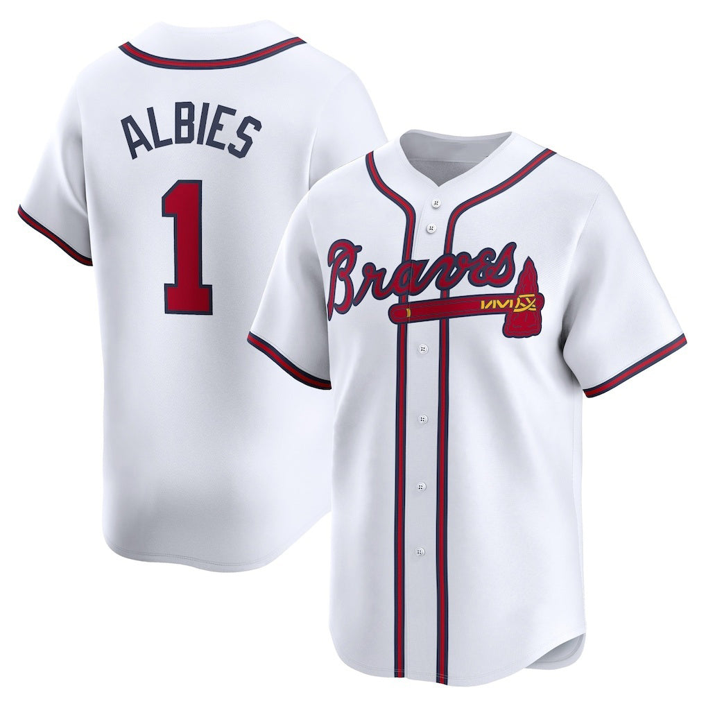 HALEY Atlanta Braves #1 Ozzie Albies White  Home Limited Player Jersey