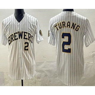 HALEY Milwaukee Brewers #2 Brice Turang White  Limited Jersey