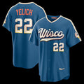 HALEY Milwaukee Brewers #22 Christian Yelich Mineral Blue  2026 City Connect Stadium Jersey