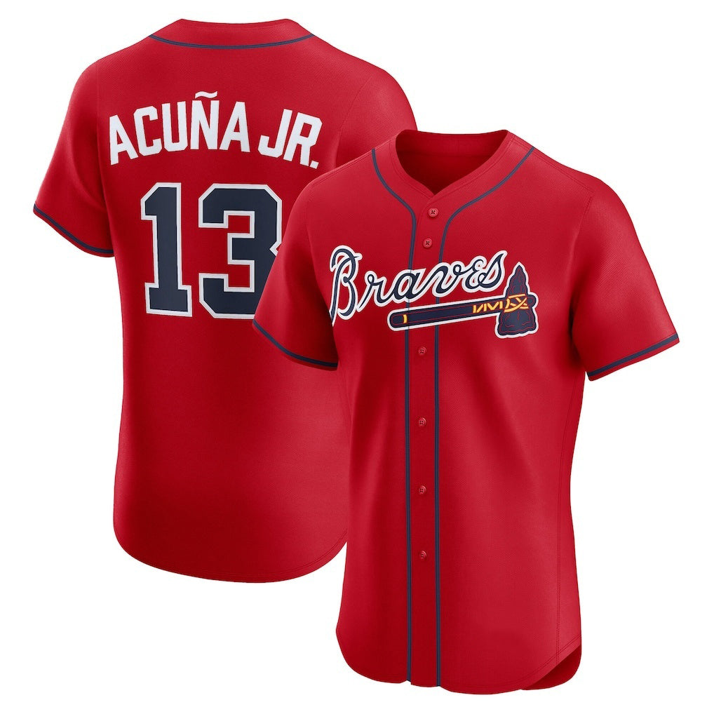 HALEY Atlanta Braves #13 Ronald Acu?a Jr. Red  Alternate 2 Elite Jersey