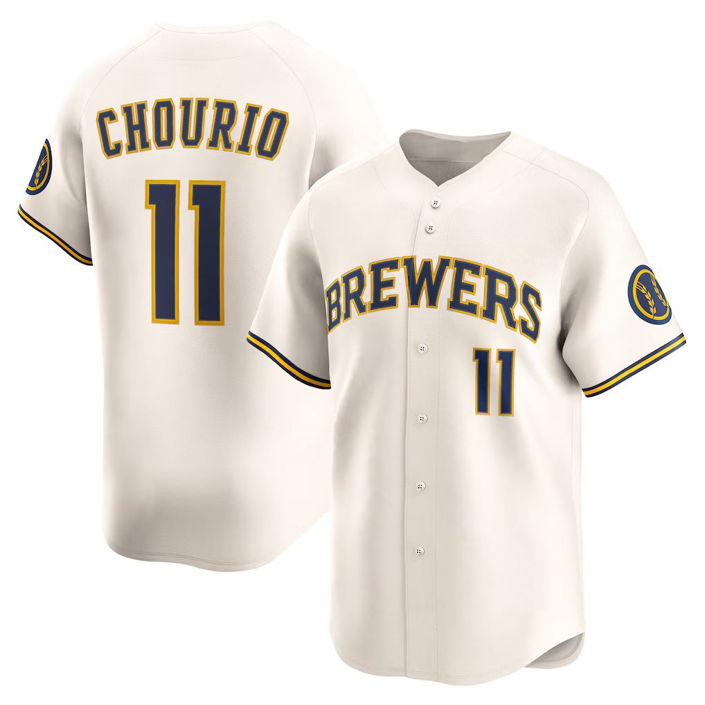 HALEY Milwaukee Brewers #11 Jackson Chourio Cream  Home Limited Jersey