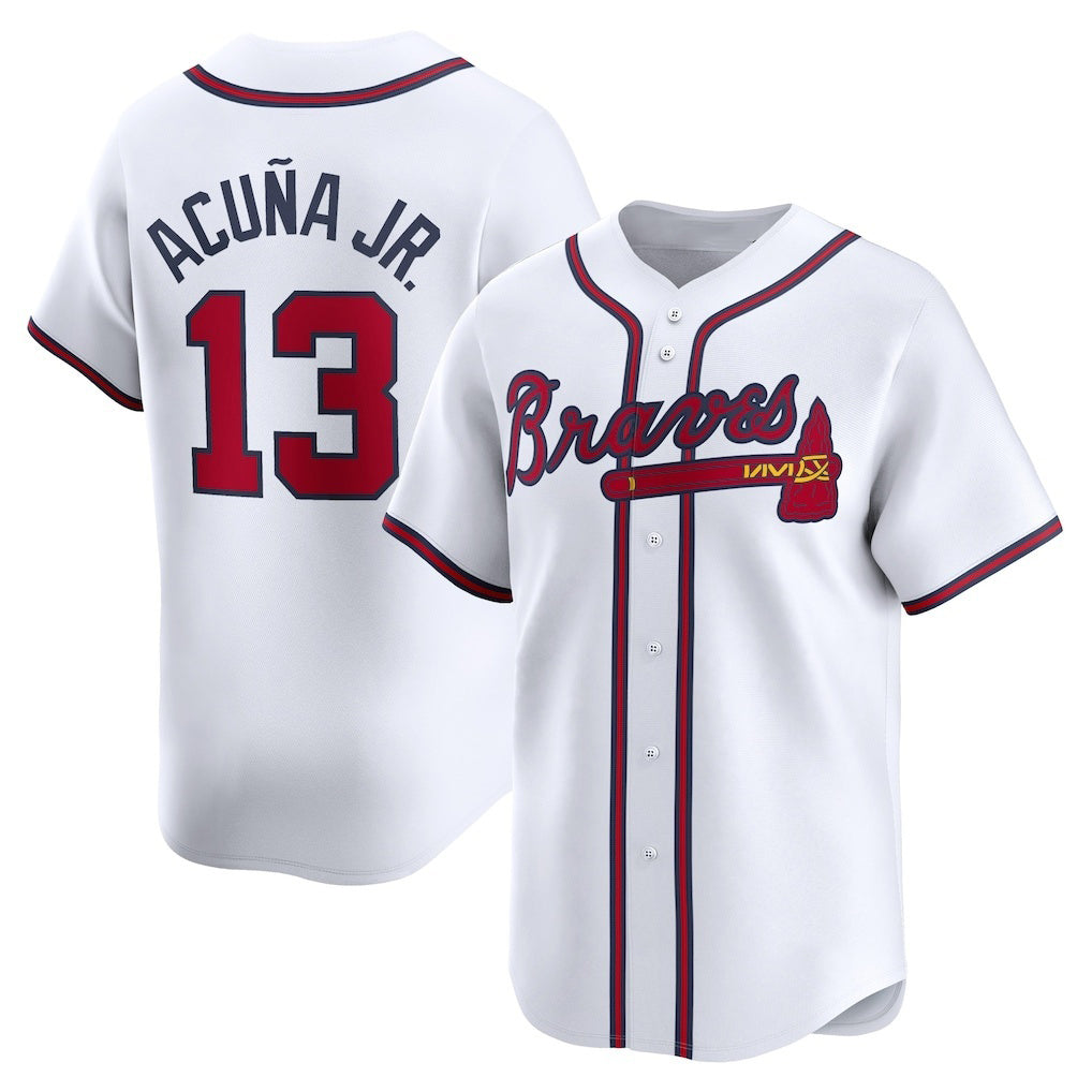 HALEY Atlanta Braves #13 Ronald Acu?a Jr. White  Home Limited Player Jersey