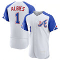 HALEY Atlanta Braves #1 Ozzie Albies White  2023 City Connect Flex Base Stitched Jersey
