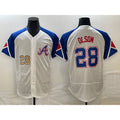 HALEY Atlanta Braves #28 Matt Olson Number White  2023 City Connect Flex Base Stitched Jersey 2