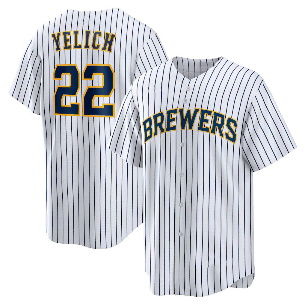 HALEY Milwaukee Brewers #22 Christian Yelich White  Alternate Replica Player Jersey