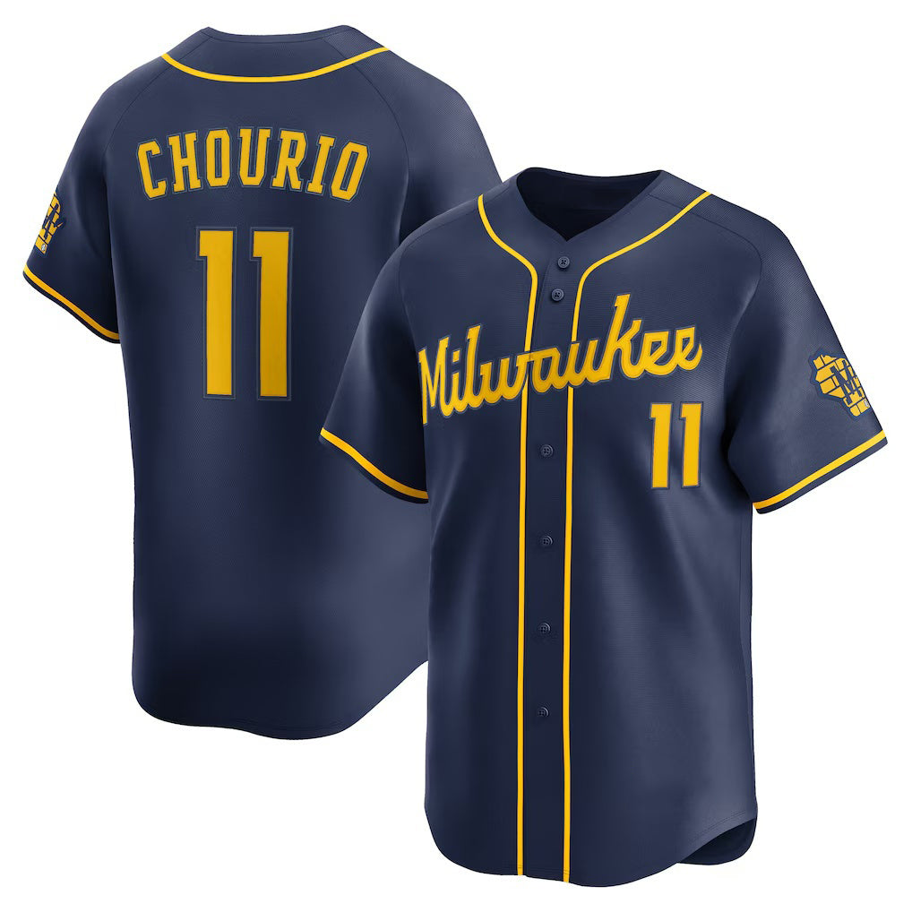 HALEY Milwaukee Brewers #11 Jackson Chourio Navy  Alternate 2 Limited Jersey