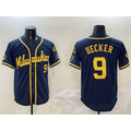 HALEY Milwaukee Brewers #9 Bob Uecker Navy  With Home Patch Limited Stitched Jersey