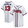 HALEY Atlanta Braves #13 Ronald Acuna Jr. White  Home Replica Player Name Jersey