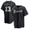 HALEY Atlanta Braves #13 Ronald Acuna Jr. Black  Lights Out Limited Stitched Jersey