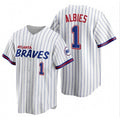 HALEY Atlanta Braves #1 Ozzie Albies White  2021 City Connect Stitched Jersey