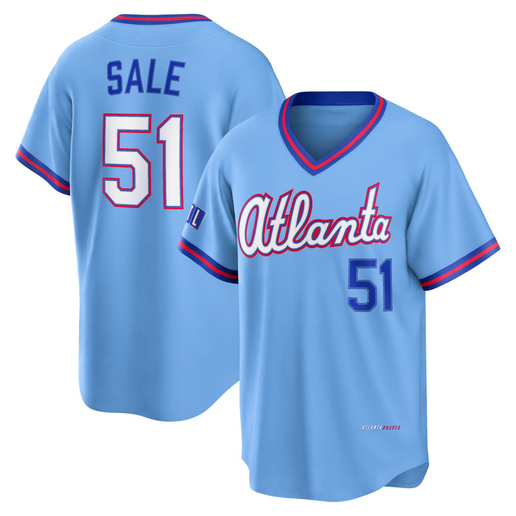 HALEY Atlanta Braves #51 Chris Sale Powder Blue  2026 City Connect Stadium Jersey